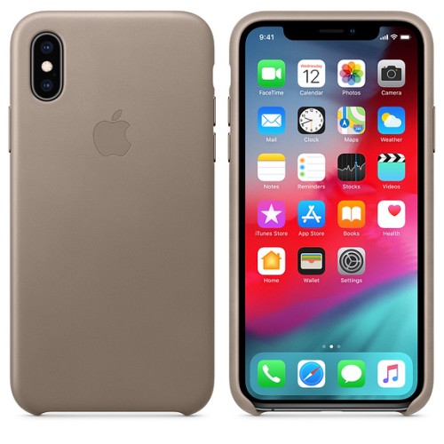 APPLE Custodia in pelle per iPhone XS - Grigio talpa